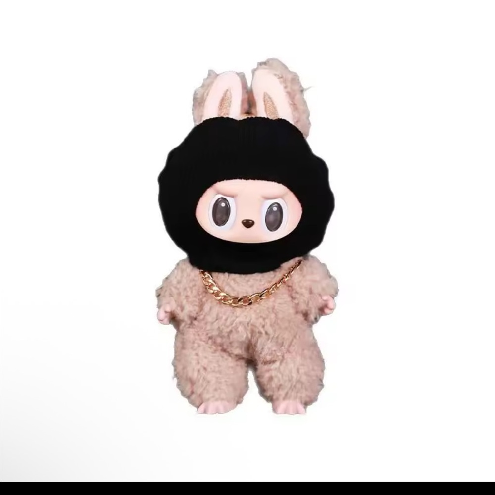 Labubu Gold Chain Bracelet and Black Fabric Face Mask (No Doll) - Picture 3 of 6